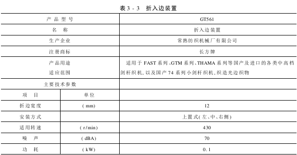 折入边装置的型号规格和生产企业